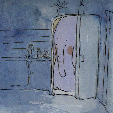 Image of an elephant in the fridge